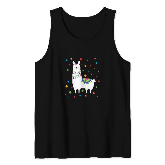 Llama Pet Dot Day  Polka Dots Llama Kids Boys Girls Youths Tank Tops