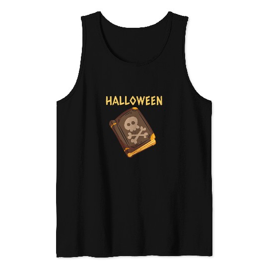Book Fun Evil Spell Book Halloween Women Evil Spirits Book Halloween Tank Tops