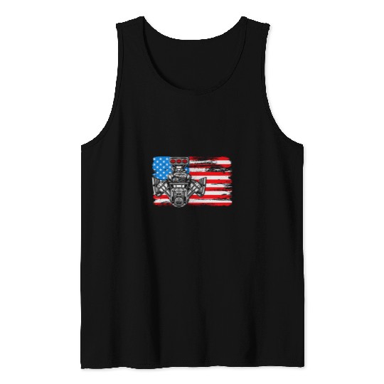 Horse Pet USA Flag Supercharger American Muscle Car Racing Horsepower Tank Tops
