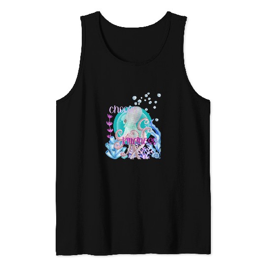 Octopus Pet Pink Green Octopus Lover Choose Kindness Watercolor Ocean Tank Tops