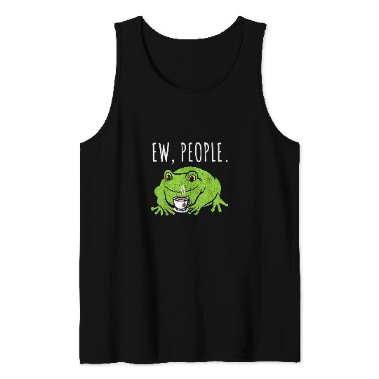 Frog Pet Ew People Cottagecore Frog with Tea Tank Tops