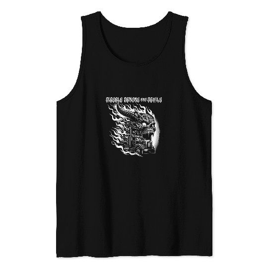 Truck Fun Diesel Truck Diesels Demons and Devils Big Rig Truck Driver 16 Tank Tops