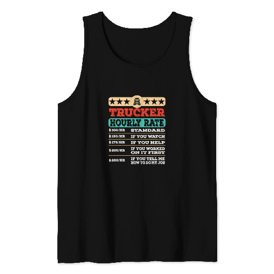 Truck Fun Hourly Rate Joke Distressed Labor Union Rate Tank Tops