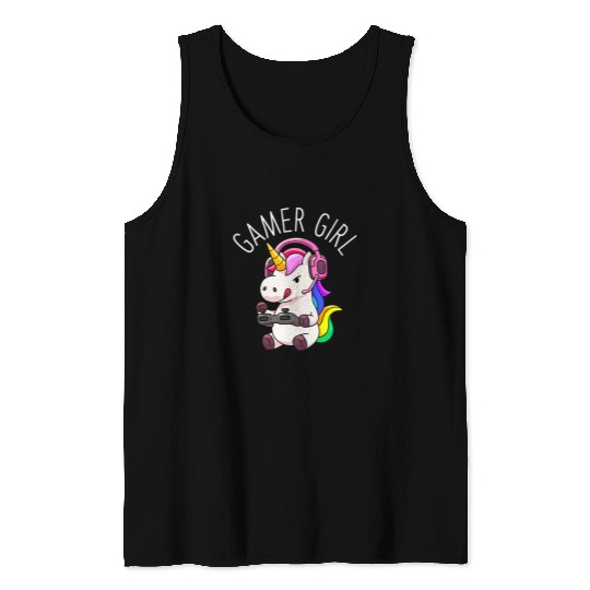 Unicorn Pet Gamer Girl Unicorn Gaming Cute Video Game Gift Women Girls Tank Tops
