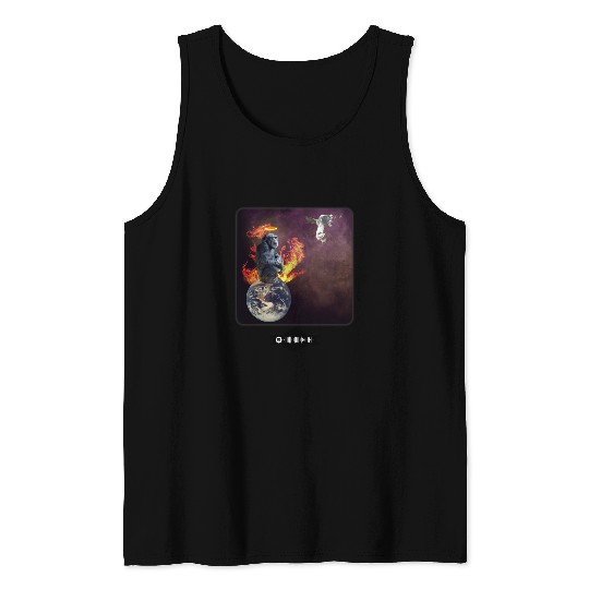 Goats Pet Space Goats Gazes Upon Flaming Ape Funny Novelty Spunkwit Tank Tops
