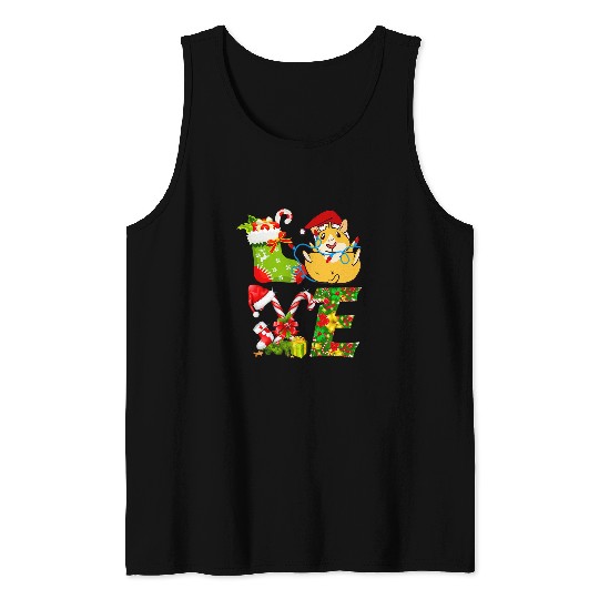 Guinea Pig Pet Love Guinea pig Christmas Lights Funny Santa Hat Christmas 8 Tank Tops