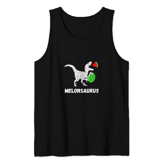 Dinosaur Pet Watermelon Dinosaur Funny Melon Tropical Summer Fruit Tank Tops