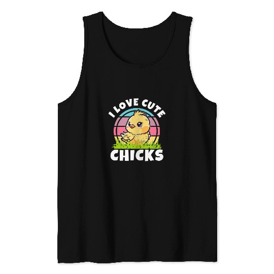 Chicken Pet Funny Kids Easter Sunday I Love Cute Chicks Baby Chick Tank Tops