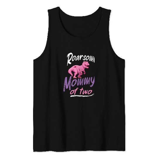 Dinosaur Pet Roarsome Mommy Of Two Kids Mothers Day Mamasaurus Tank Tops