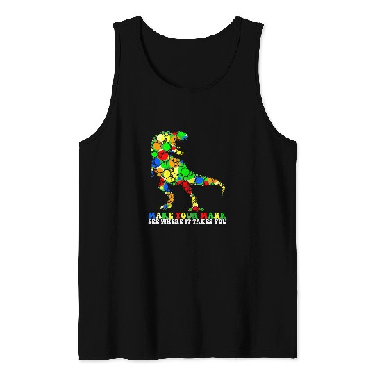 Dinosaur Pet Dot Day T rexs Dinosaur Make your mark Polka Dot Kids Boys Tank Tops