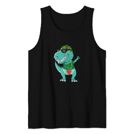 Dinosaur Pet Watermelon Dinosaur Melon TRex Kids Tank Tops