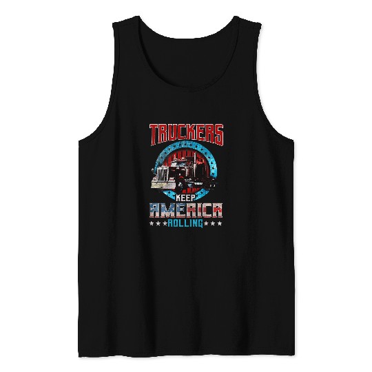 Truck Fun Trucker Gifts Tractor Trailer 18 Wheeler Design On Back 00000064 Tank Tops