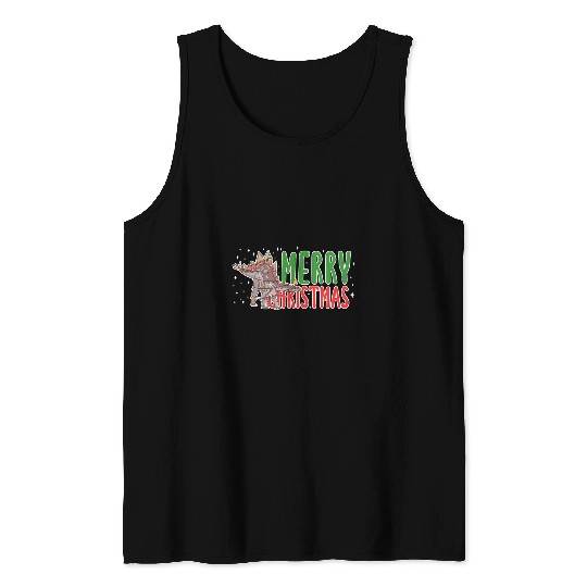 Dinosaur Pet Merry Christmas Tree Stegosaurus Dinosaur xmass Dino Tank Tops