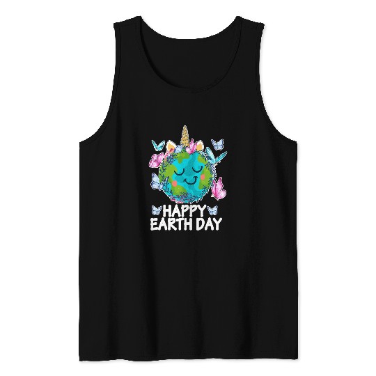 Unicorn Pet Face Earth Day Planet Earth Day Toddlers Kids Tank Tops