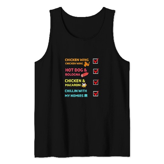 Chicken Pet Wing Chicken Wing Hot Dog and Bologna Macaroni Tank Tops