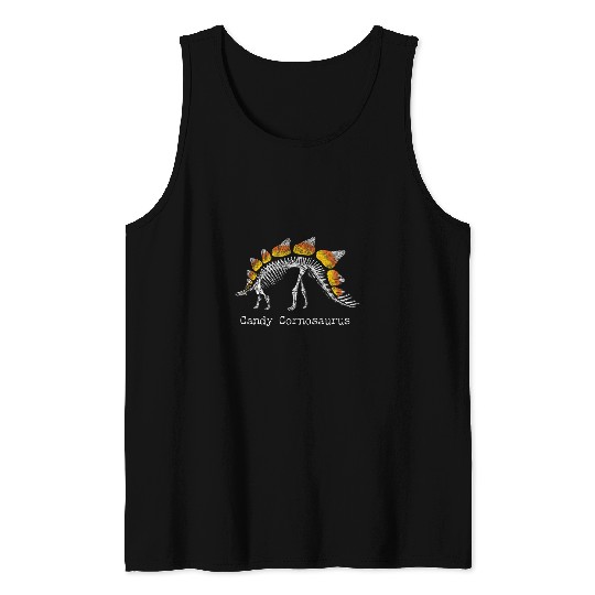 Dinosaur Pet Skull Candy Corn Dinosaur Halloween Skeletons Cornosaurus Fun Cool1 Tank Tops