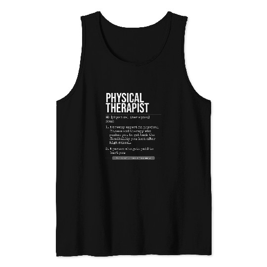Physical Therapy Training Definitions for Physiotherapists Tank Tops