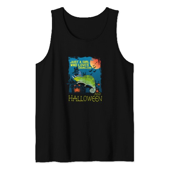 Chameleon Pet Just A Girl Who Loves Chameleon And Halloween Witch women Tank Tops