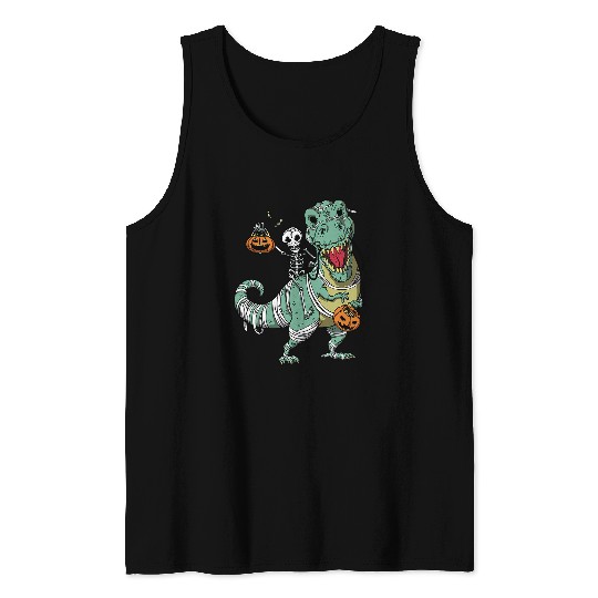 Dinosaur Pet Skull And Tyrannosaurus rexs Halloween Dinosaur Mummy Tank Tops