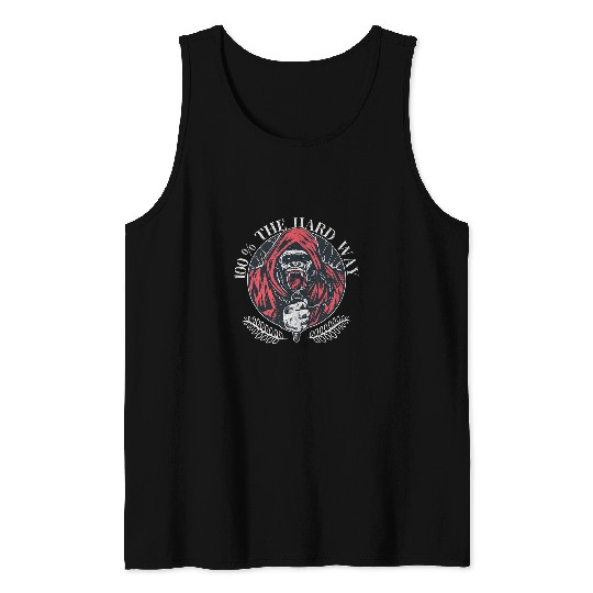 Gorilla Pet 100 the hard way Gorilla Screamo Rock Star Punk Music Lover Tank Tops