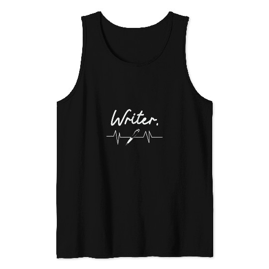 Book Fun Writer Heartbeat Creative Pulse Book Author Inspiration Tank Tops