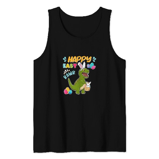 Dinosaur Pet Easter Egg Easter Dinosaur Bunny Happy Easter Tank Tops