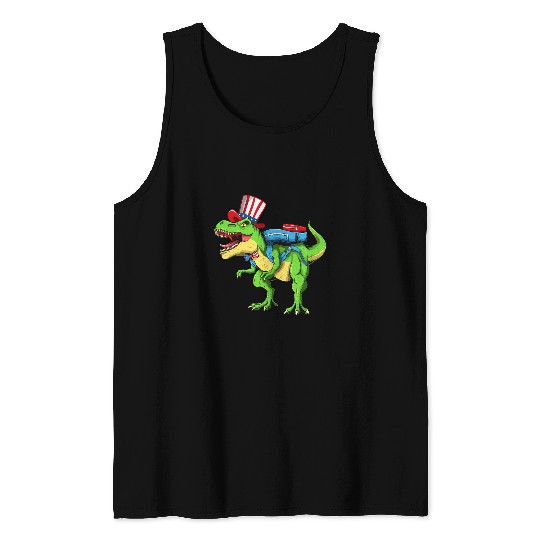 Dinosaur Pet 4th of July Kids Boys Men Amerisaurus T rexs Funny 4 8 Tank Tops