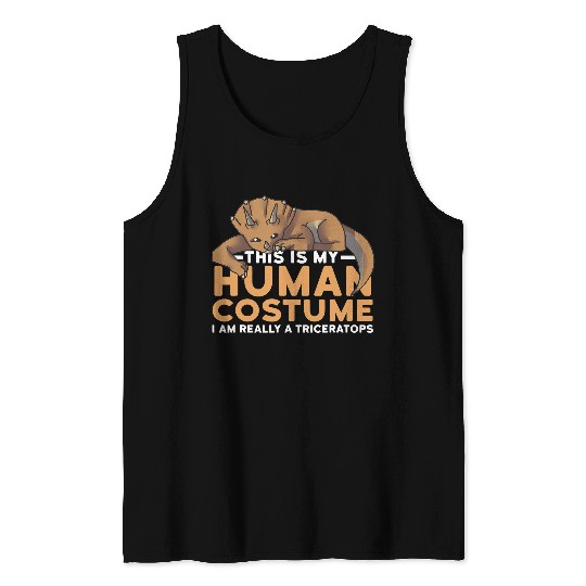 Dinosaur Pet My Human Costume Im A Triceratops Halloween Tank Tops