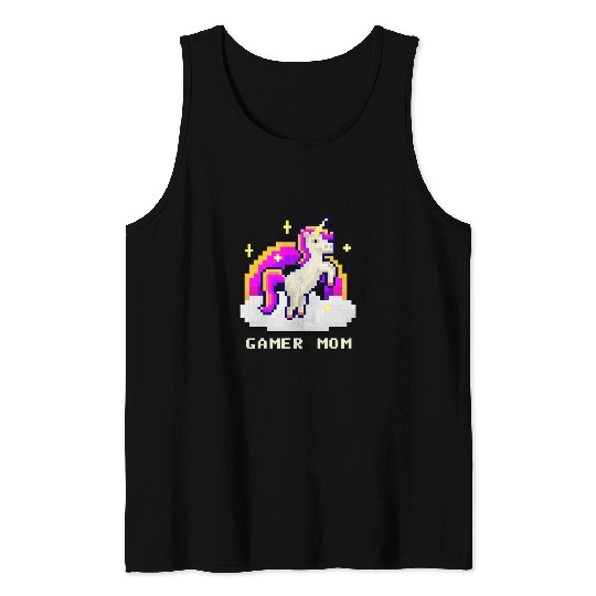 Unicorn Pet Gamer Mom Unicorn Video Game 8 Bit Graphic Pixelated Tank Tops