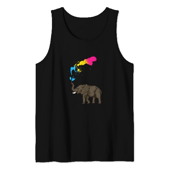 Elephant Mammal LGBT Pan Pride Month Pansexual Elephant Queer LGBTQ Pansexual Tank Tops