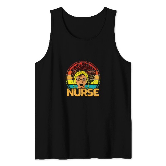 nurses Job vintages Black Queen Afro Melanin Art Black nurses Juneteenth Tank Tops
