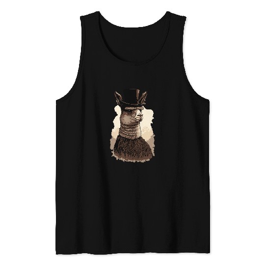 Llama Pet Wearing Fancy Top Hat 9 Tank Tops