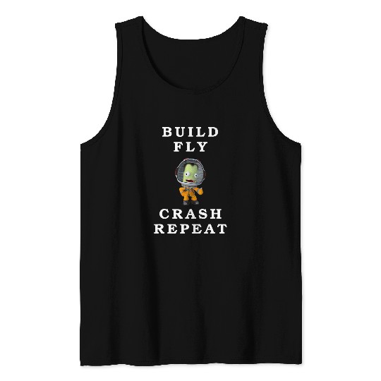 Astronaut Job Space Build Fly Crash Repeat Animation Program Tank Tops