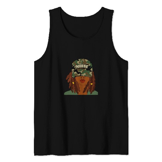 nurses Job African American nurses LPN Camo Camouflage Hat Locs Tank Tops