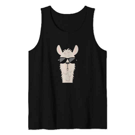 Llama Pet Face Portrait Cool Sunglasses Tank Tops