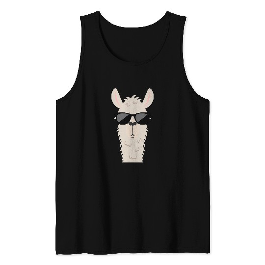 Llama Pet Face Portrait Cool Sunglasses Tank Tops