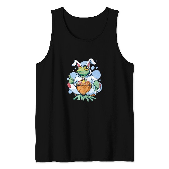 Frog Pet Funny Easter Frog as Bunny Eggs Gift Baby Boy Kids Toddler Tank Tops