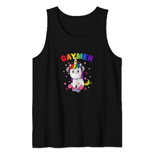 Unicorn Pet Gaymer Gay Pride Flag LGBT Gamer LGBTQ Gaming Tank Tops