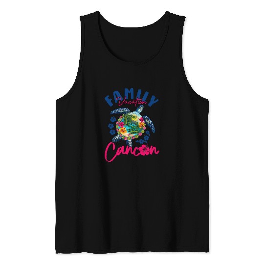 Turtle Pet Cancun Mexico Vacation Sea Turtle Matching Family Group 14 Tank Tops