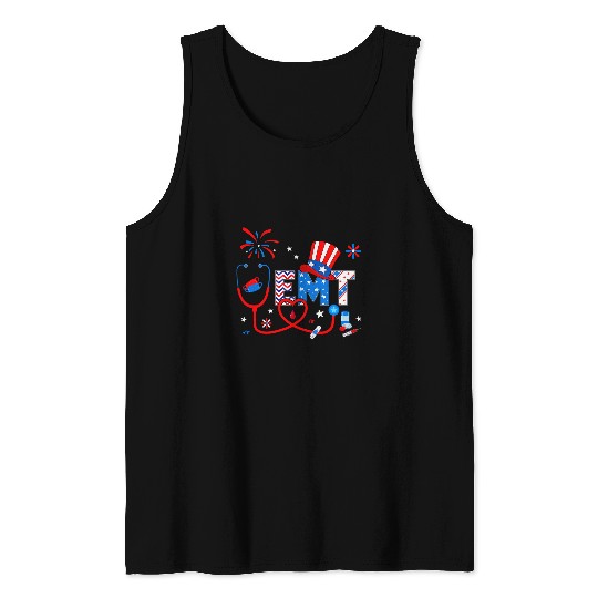 nurses Job 4th Of July For Women Stethoscope nurses Patriotic EMT Tank Tops