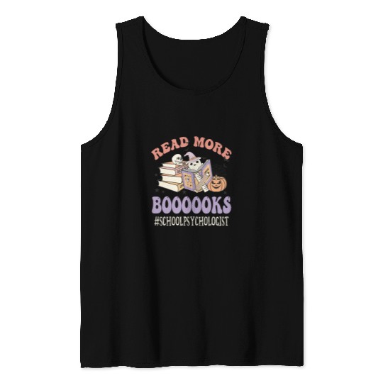 Book Fun School Psychologist Halloween Read More Books ghosts Groovy Tank Tops