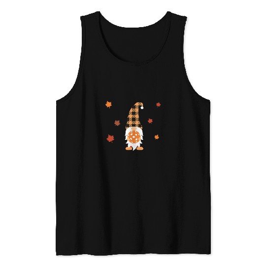 Sport Pickleball Pickleball Fall buffalo plaidss Gnome With Fall Leaves Tank Tops