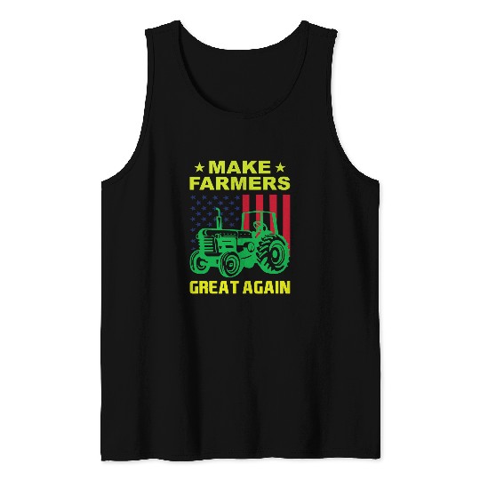 Tractor Fun driving Make Farmers Great Again American Flag Agriculture Tank Tops