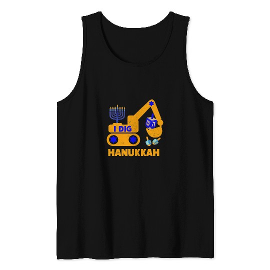 Excavator Fun Kids I Dig Hanukkah Excavator Construction Toddler Menorah Tank Tops