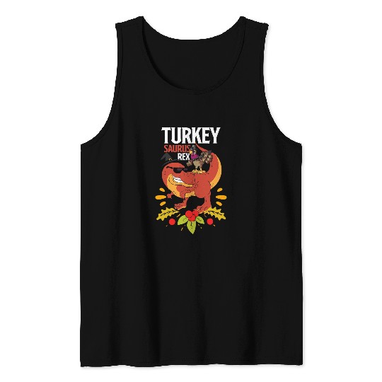 Dinosaur Pet Thanksgiving T rexs Dinosaur Turkey saurus rexs 1 Tank Tops