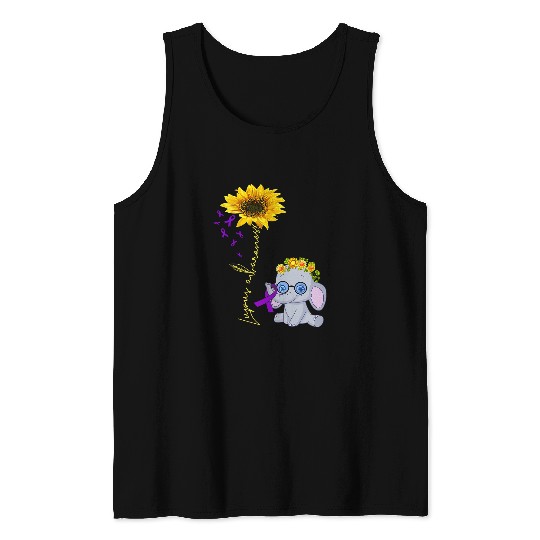 Elephant Mammal Lupus Warrior hippie sunflower elephant lupus awareness Tank Tops