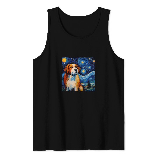 Saint Bernard Pet Starry Night For Dog Mom Dog Dad Tank Tops