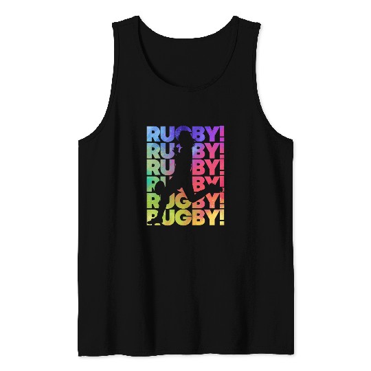 Sport Rugby Kicking Woman Rugby Player and Rugby Team Colorful Rugby Tank Tops