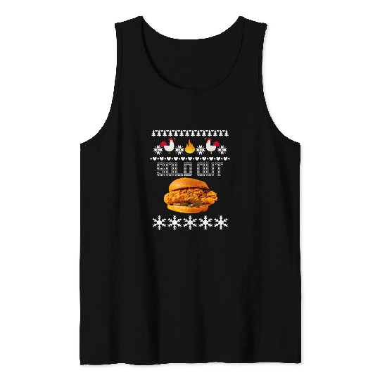 Chicken Pet Funny Spicy Chicken Sandwich Ugly Christmas Sweater Tank Tops
