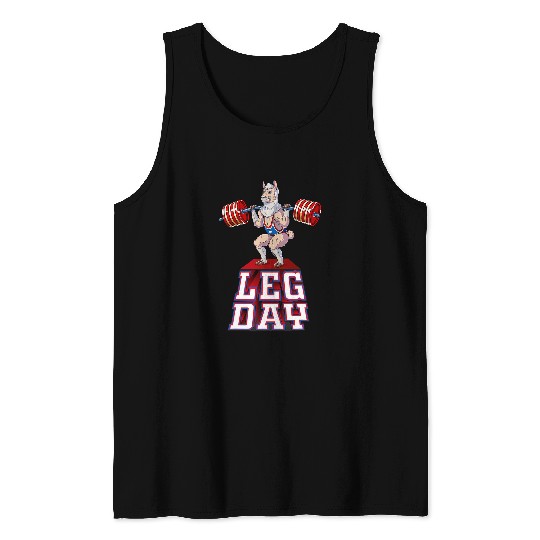 Llama Pet Leg Day alpaca Weight Lifting Squat Gym Training Tank Tops